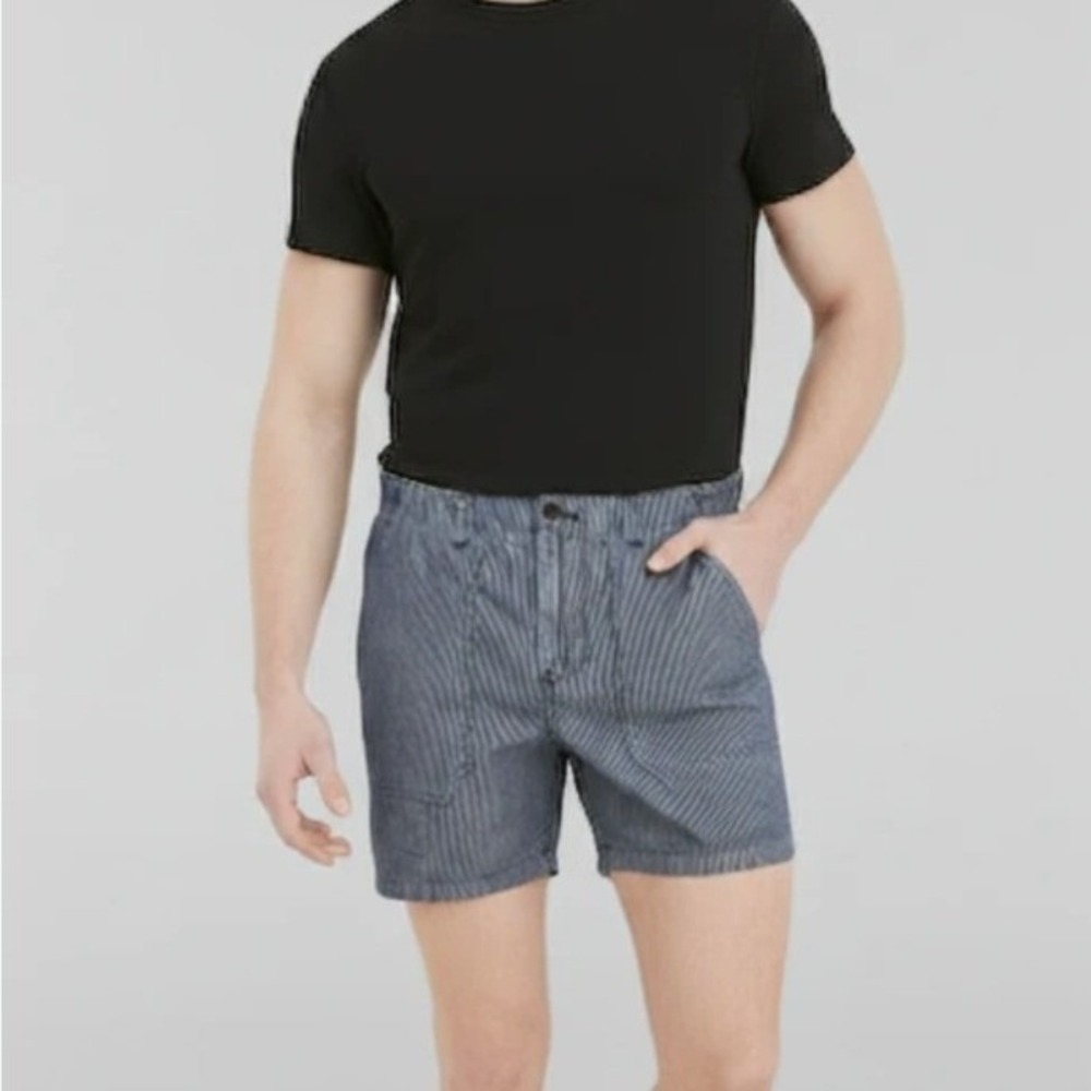 J.Crew Mens 7 Inch Inseam Dock Shorts Blue White Size 33 NEW Small Flaw